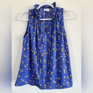 Melloday Floral Ruffle Neck Shirt Small